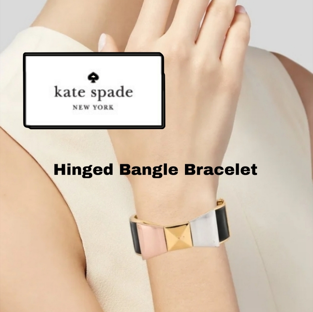 Kate Spade New York Bow Bangle Bracelet Wide With Hinge. Rare Vintage - Picture 2 of 5